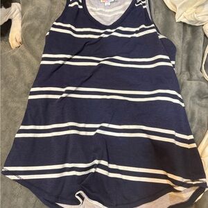 LuLaRoe Navy and White Striped Tank Top